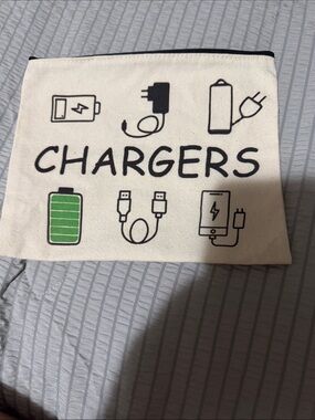 Chargers Tech Organizer Pouch - White with Black & Green Print